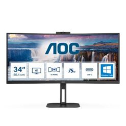 MONITOR AOC LED 34" WIDE CURVED CU34V5CW/BK VA 3440X1440 4MS 300CD/MQ 20.000.000:1 2X5W MM REG.H WEBCAM HDMI DP USB-C DOCKING